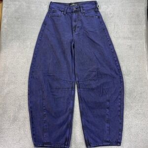 Gap x Disney Jeans Women 24 Iris Blue Nightmare Before Xmas Horseshoe Barrel Leg